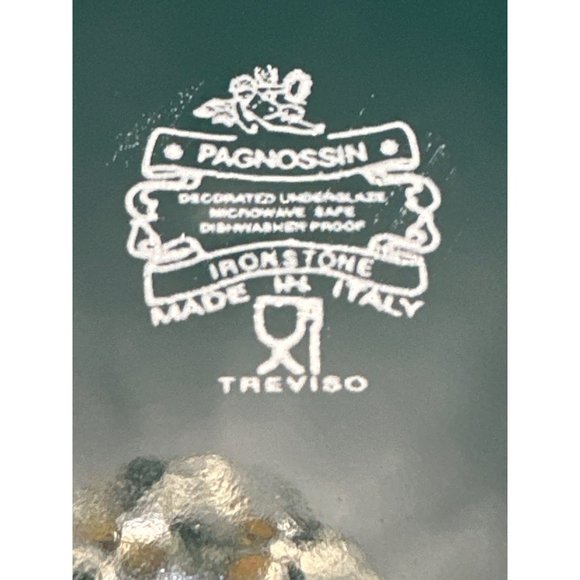 Pagnossin Treviso Ironstone Dark Green & Maroon 4 Pasta Bowls & 3 Salad Plates - Picture 5 of 13